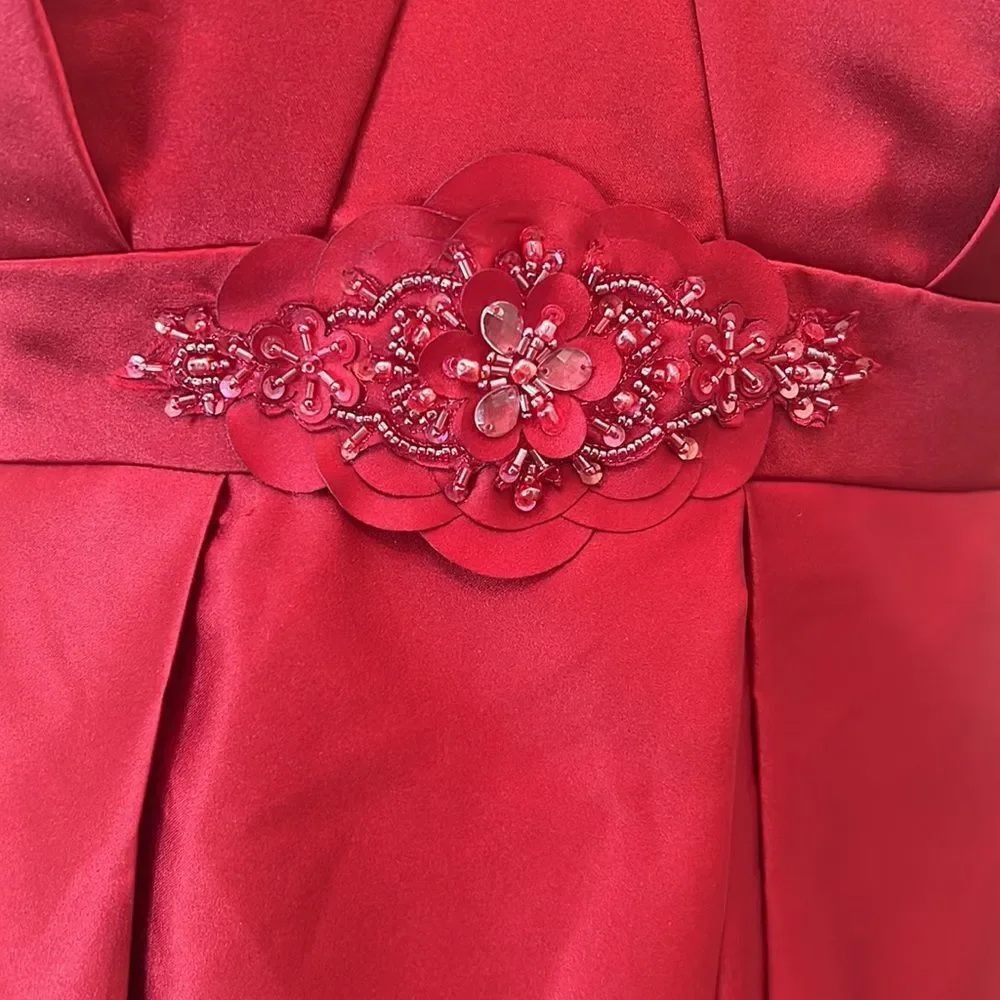 Red Wedding Dress David’s Bridal Dress Sz 20 Beaded 💯 Polyester Mother Of Bride